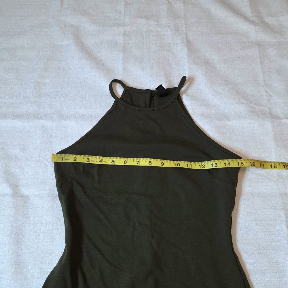 Windsor Olive Green Asymmetrical Bodycon Dress Elevated Streetwear Size Medium - Picture 4 of 9